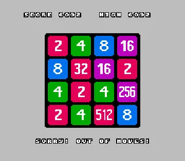 2048 (World) (Rev 5) (Aftermarket) (Homebrew) screen shot game playing
